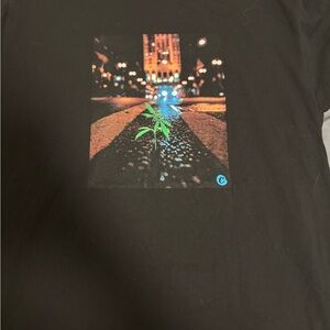 Black Graphic Tee with weed Plant Design